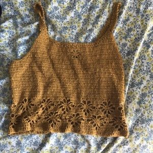 Boho mustard-yellow crochet tank
